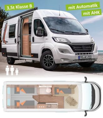 Weinsberg CaraBus CaraTour 630 ME mit längsbetten mit Anhängerkupplung Autartk-Solarpaket und fahrradträger für Führerschein Klasse B bis 3,5t geeignet, für 2 Personen geeignet